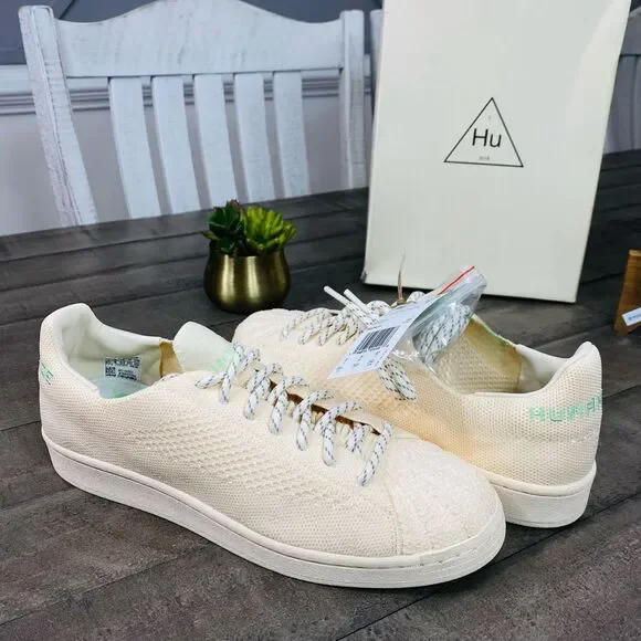 New Adidas Superstar Pharrell Primeknit Cream Men's Sneakers Size 8.5 - Picture 10 of 10